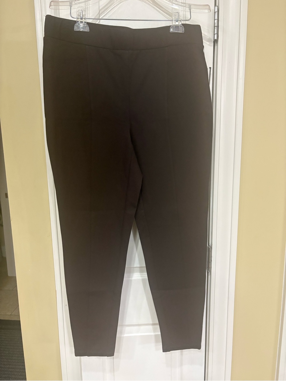 Tapered Pull-On Skinny Pants — Brown